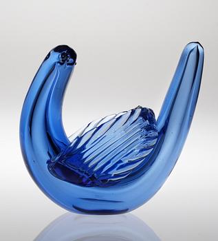 A Tyra Lundgren blue glass figure of a bird, Venini, Murano, Italy.