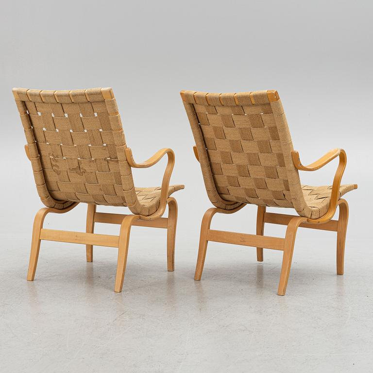 Bruno Mathsson, a pair of 'Eva' armchairs, Firma Karl Mathsson, Värnamo, 1969-76.