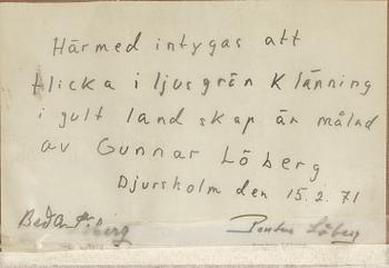 GUNNAR LÖBERG, oil on panel, signed and dated on verso 1949.