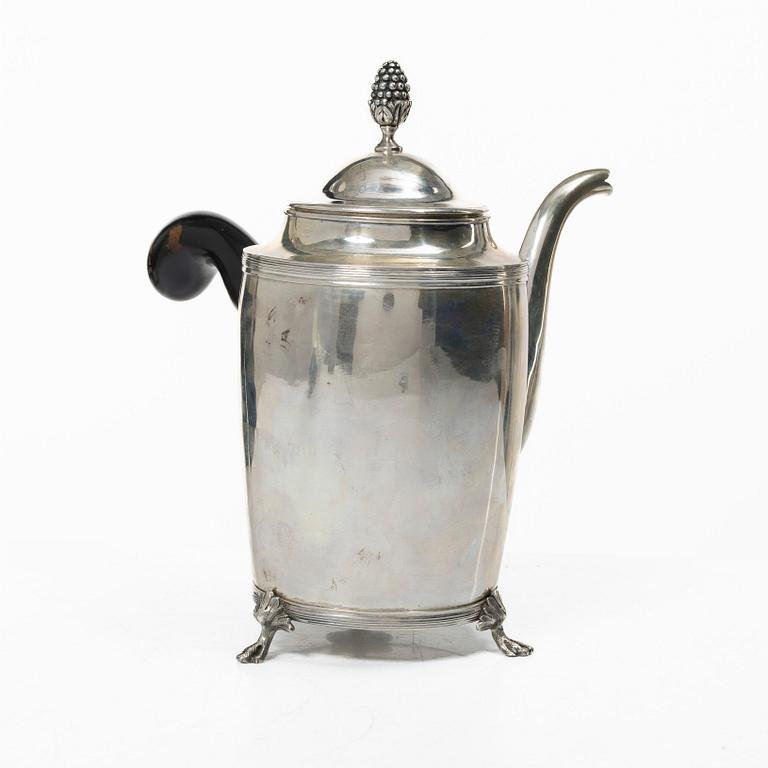 Andreas Isberg, choklad-/kaffekanna, silver, empire, Skänninge 1816.