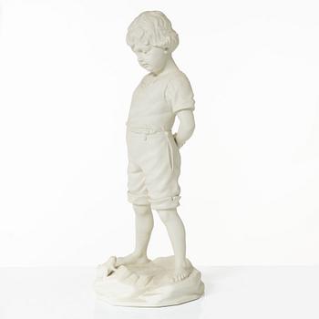 A biscuit porcelain sculpture, 'Pojke med groda', Gustafsberg 1913.