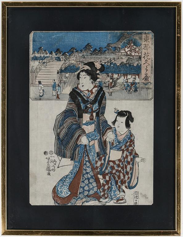 UTAGAWA (NAKAI) YOSHITAKI, färgträsnitt, 1800-tal.