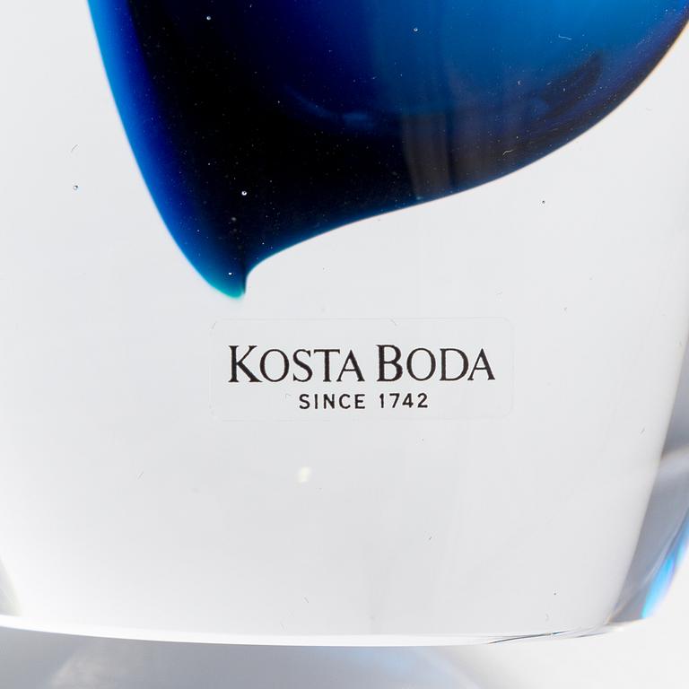 Göran Wärff, three art glasses signed G.Wärff Kosta Boda.