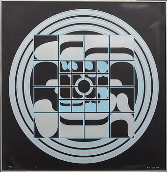BECK & JUNG, 2 st. (HOLGER BÄCKSTRÖM & BO LJUNGBERG),  färgserigrafi, signerade o numrerade, daterade 1974.