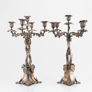 A pair of silver plate candelabras, AG Dufva Stockholm.