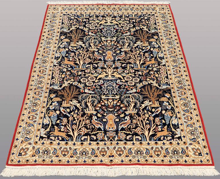 A CARPET, Figural Nain part silk, s.k 9 LAA, 177 x 102 cm.