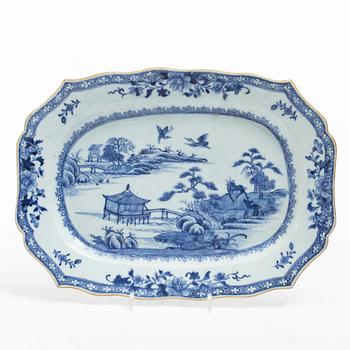 Four blue and white serving dishes, China, Qianlong (1736-95).