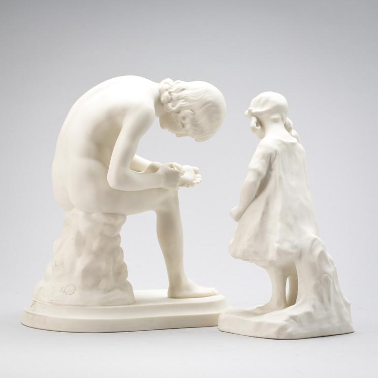 FIGURINER, 2 st. Parian, Gustafsberg.