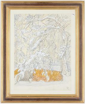Hilding Linnqvist · HILDING LINNQVIST, akvarell, monogramsignerad.