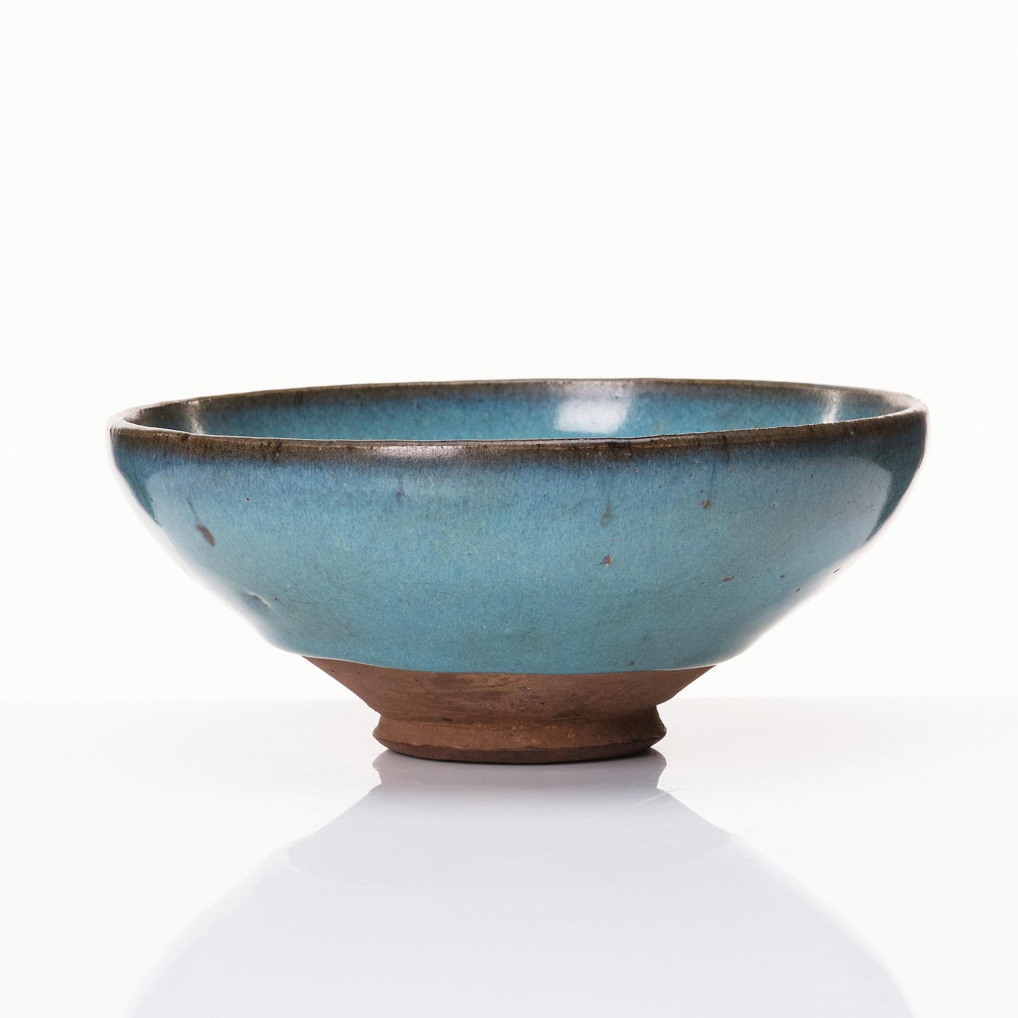 Skål, keramik, junyao. Yuandynastin,  (1279-1368).