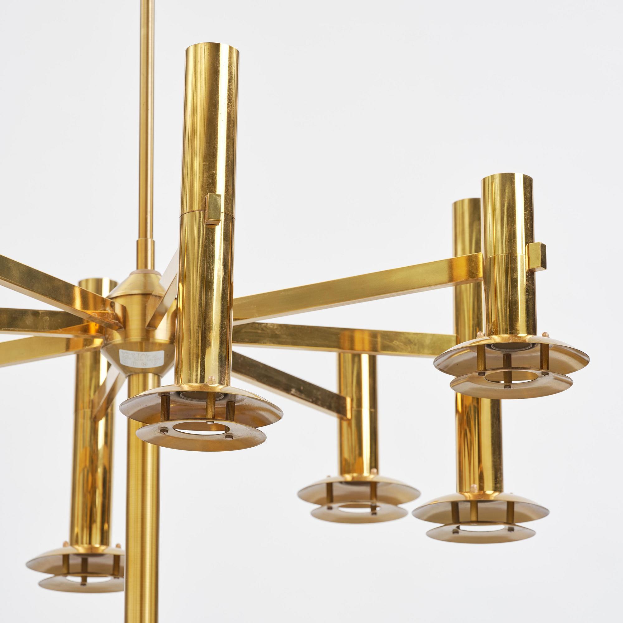 Holger Johansson, an imposing pair of ceiling lamps, Westal, Bankeryd, 1970s.