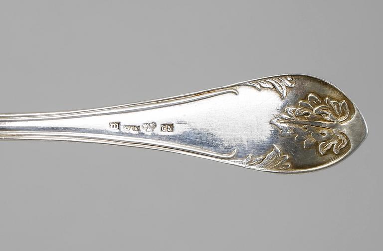 PARTI SILVER, 22 delar, bland annat Anders Gustaf Carlberg, Eksjö, 1858. Vikt ca 628g.
