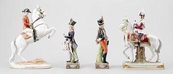 PARTI FIGURINER, 4 st, porslin, bland annat Wien. 1900-talets första del.
