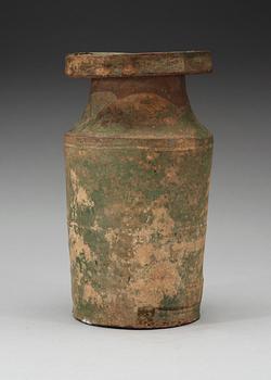 A green glazed vase, Han dynasty (206 BC - 220 AD).