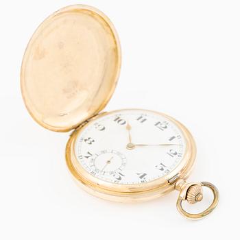 Pocket watch, hunter, 14K gold, 51 mm.