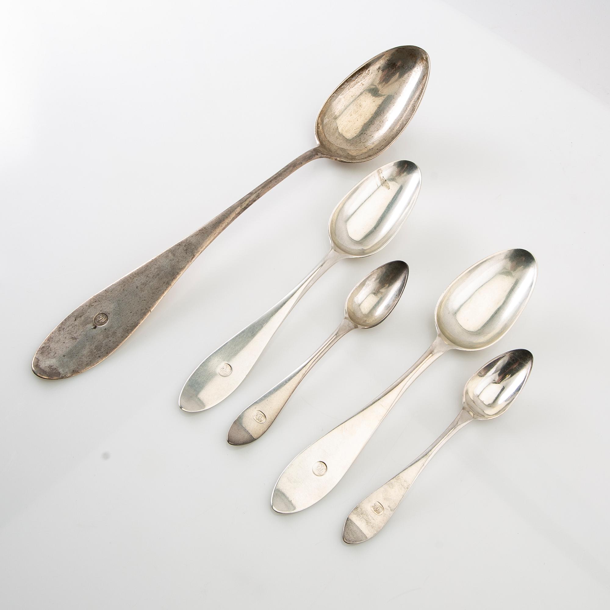 Johan Malmstedt, cutlery 19 dlr silver, Gothenburg 1797-1806.