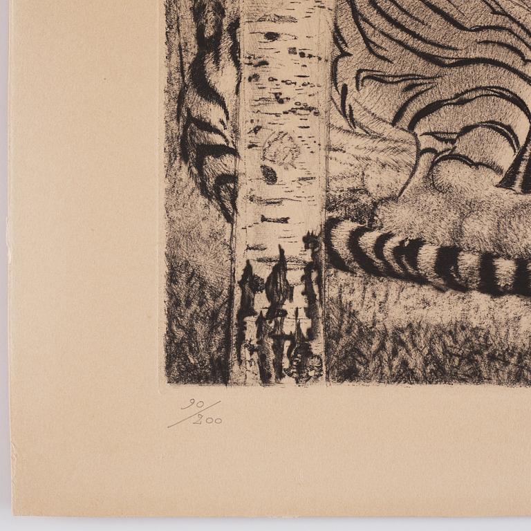 Eduard Wiiralt, "Reclining tiger" (Lamav tiiger).