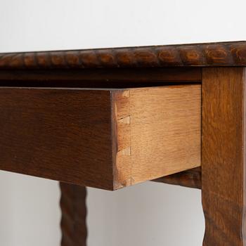 A small dressing table/table with mirror and ottoman, 1920's.