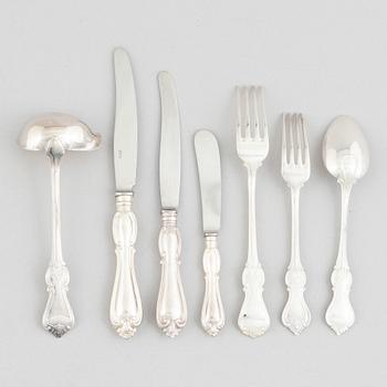 Cutlery service, 63 pieces, silver model Olga, GAB and CG Hallberg, 1960s-70s.