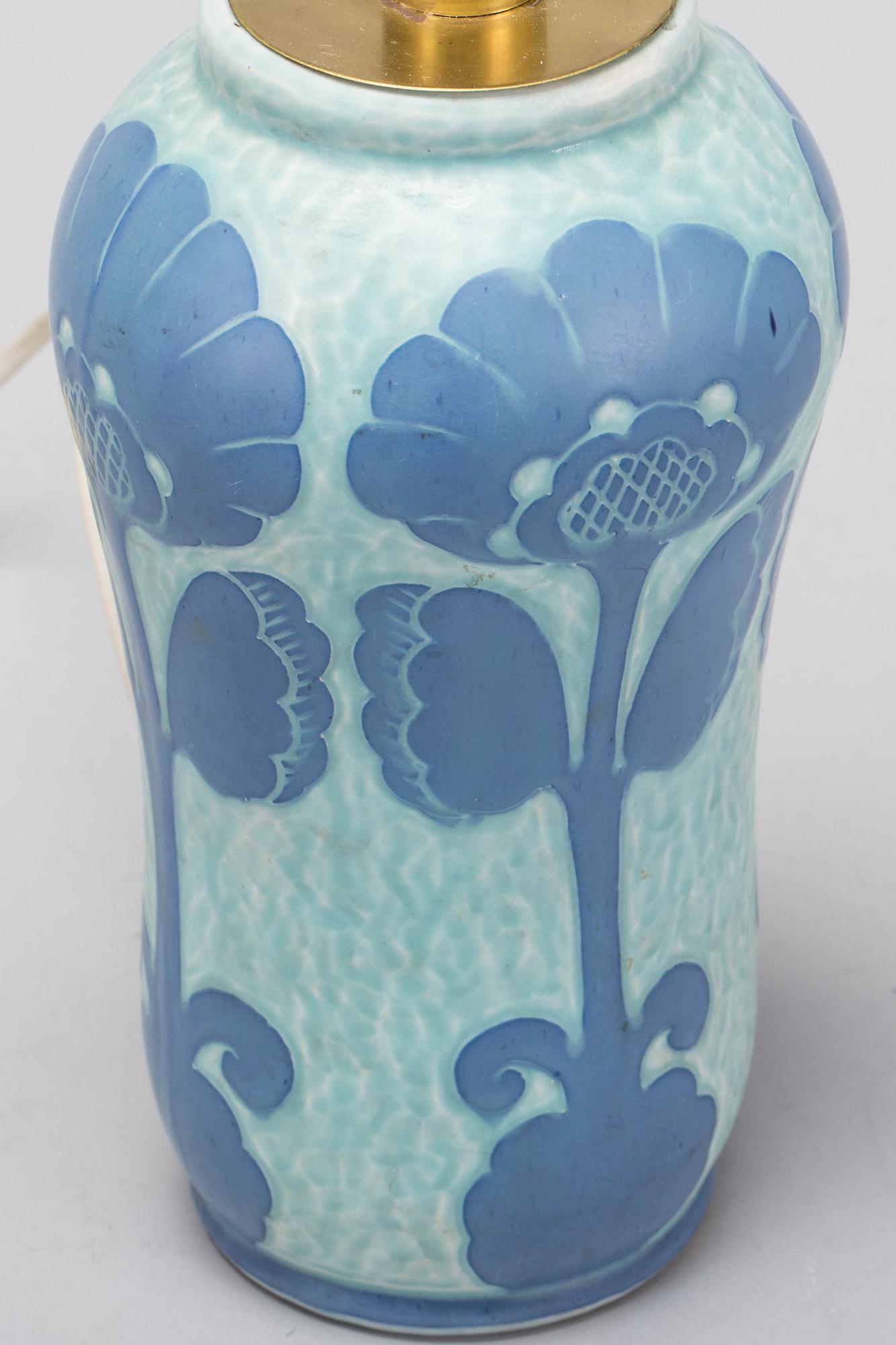 BORDSLAMPA, flintgods, Josef Ekberg, Gustavsberg. Signerad och daterad 1922.