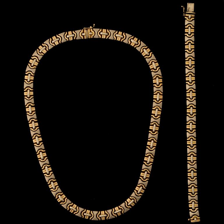 COLLIER och ARMBAND, 18K guld.