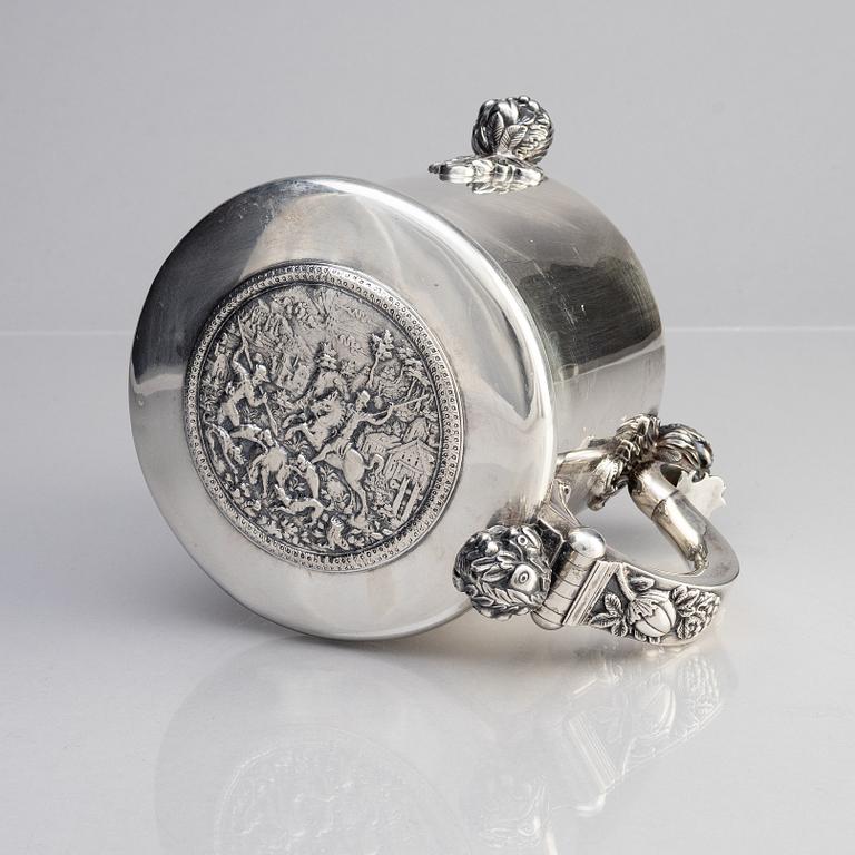 Christian Hammer, dryckeskanna, silver, barockstil, Stockholm, 1856.