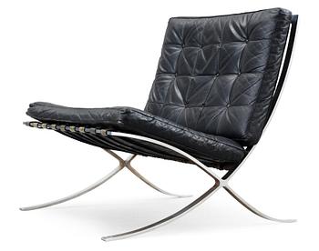 547. A Ludwig Mies van der Rohe 'Barcelona' chrome plated easy chair, Knoll International, probably around 1950.