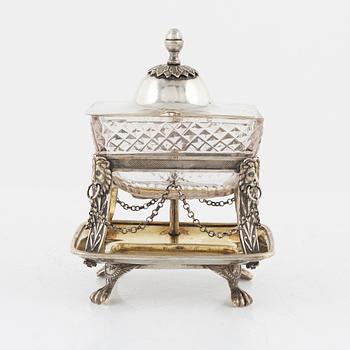 A Swedish Parcel-Gilt Silver Mustard Pot, mark of Gustaf Folcker, Stockholm 1817.