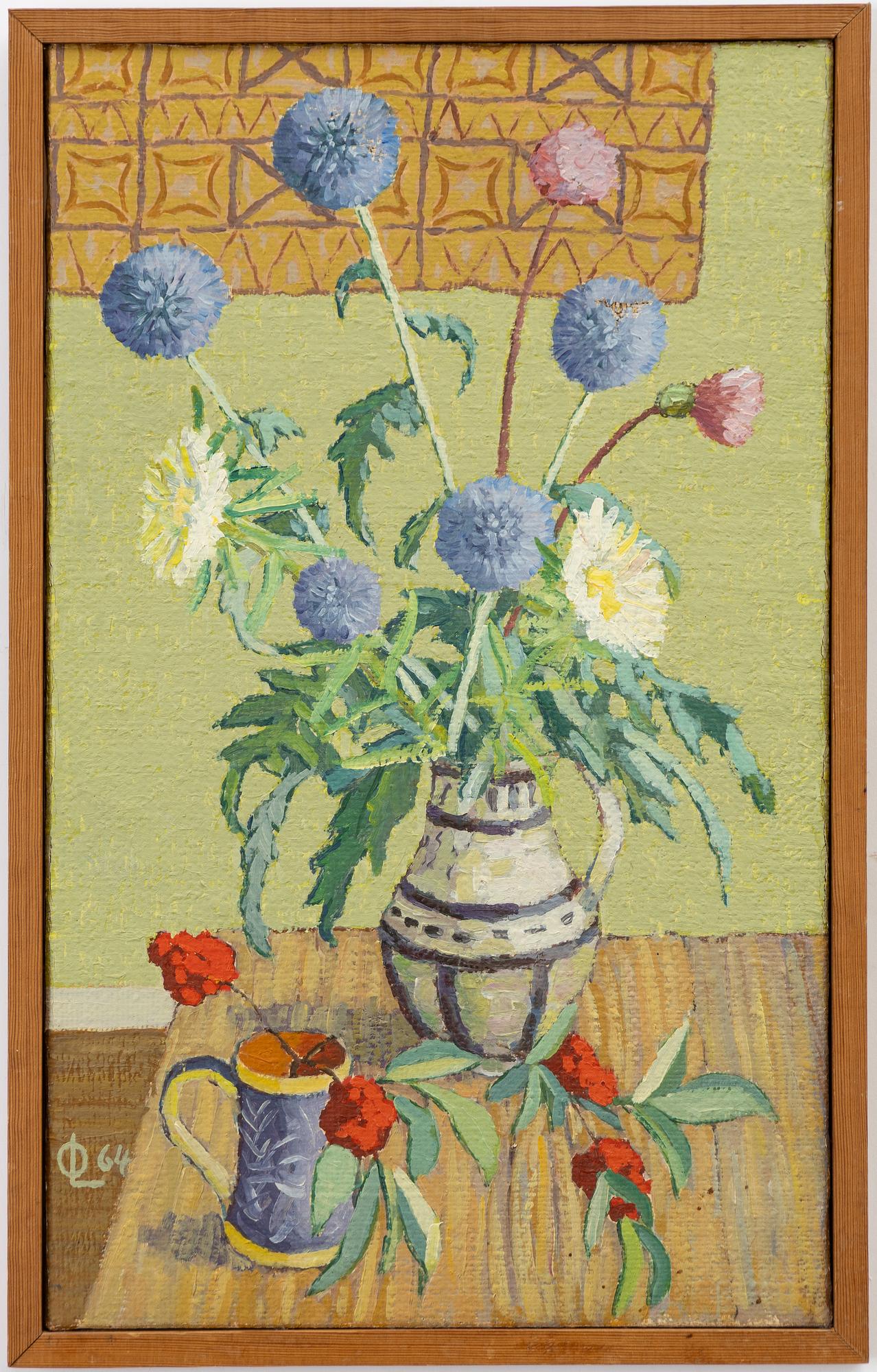 Oscar Luks Lundefjord, Still life with flowers.