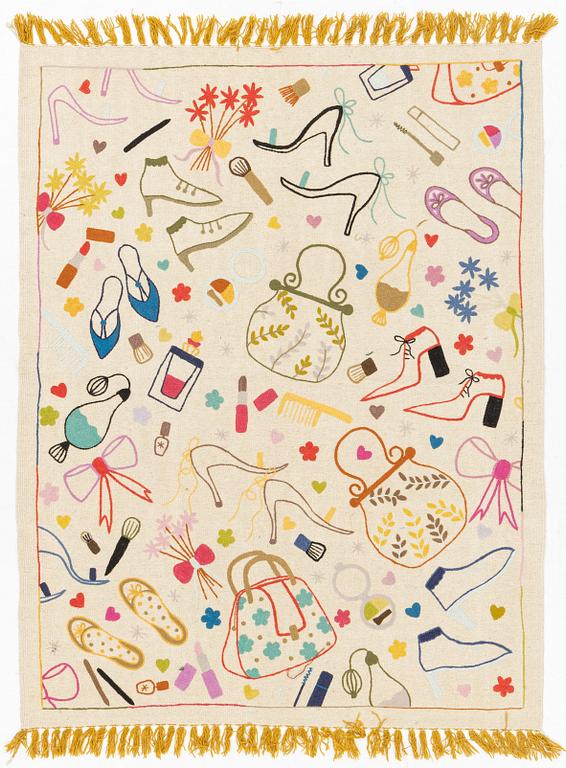 Rug, Kilim, hand-embroidered, 199 x 148 cm.