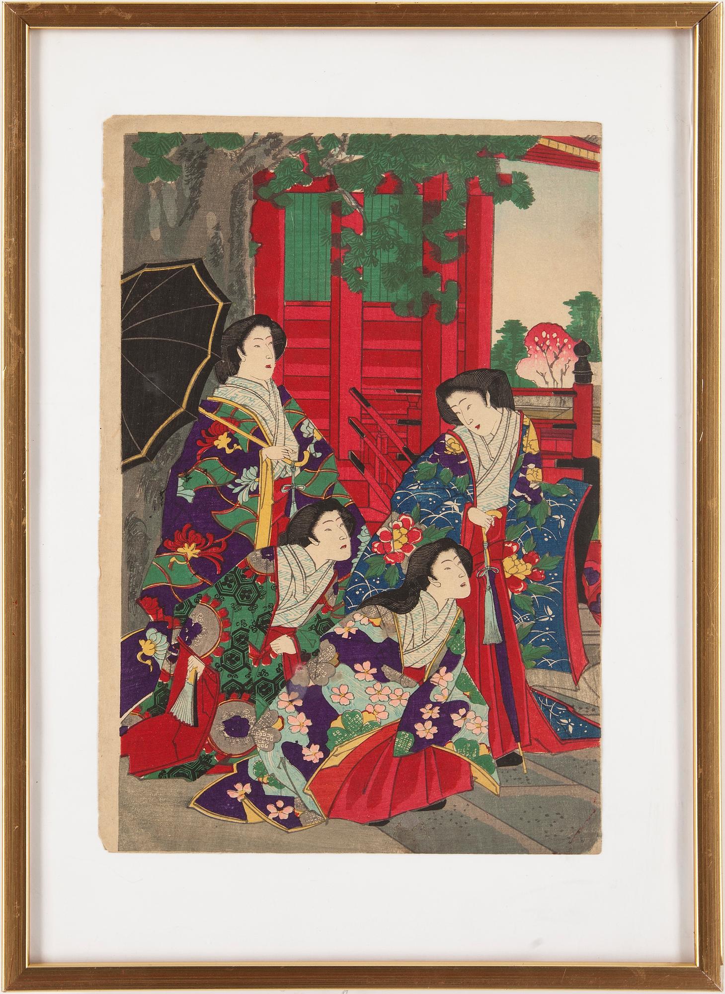 TRÄSNITT, 3 st, bl a Kuniyoshi.