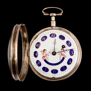 SPINDELUR, silver, märkt Breguet a Paris, 1800-tal.