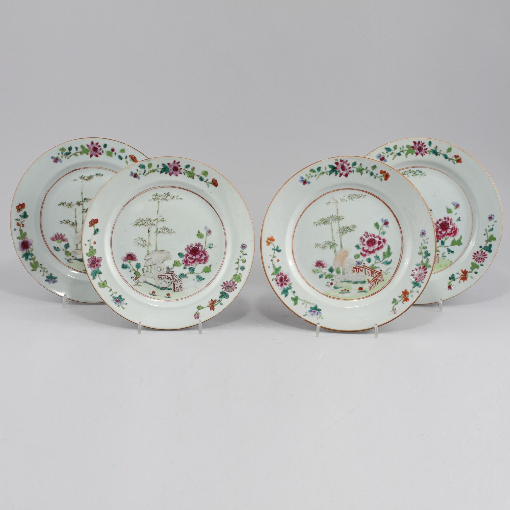 TALLRIKAR, 4 st, porslin, Kina, 1700-tal.