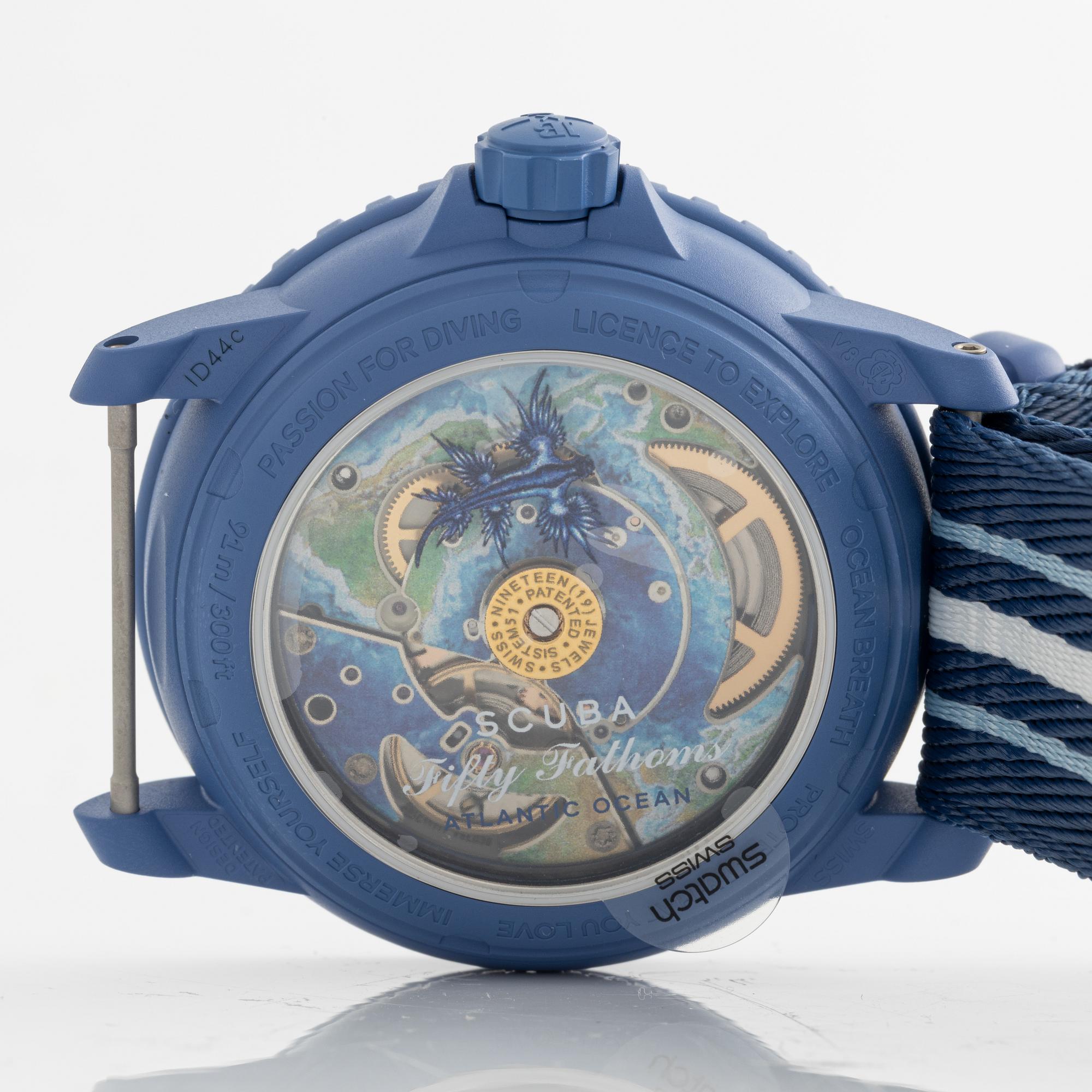 Swatch/Blancpain, Scuba Fifty Fathoms, Atlantic Ocean, wristwatch, 42.3 mm.