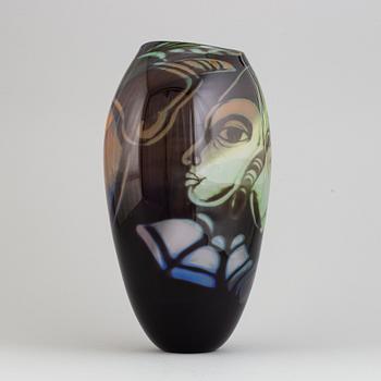 Eva Englund, a unique 'graal' glass vase, Muraya, Sweden 1990.