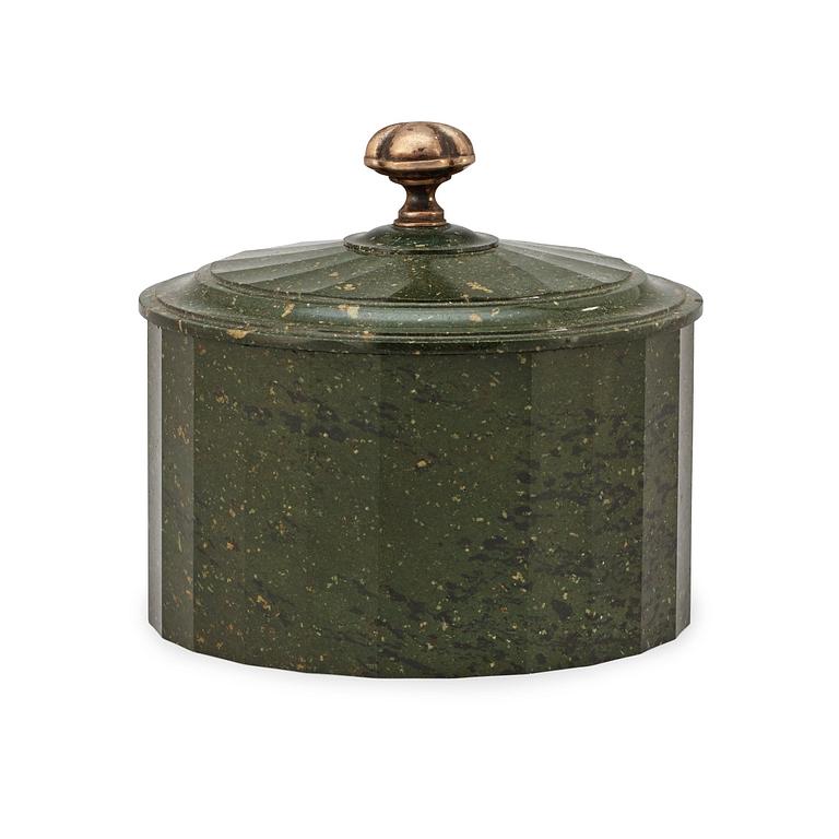 A Swedish Empire 19th century porphyry butter box.