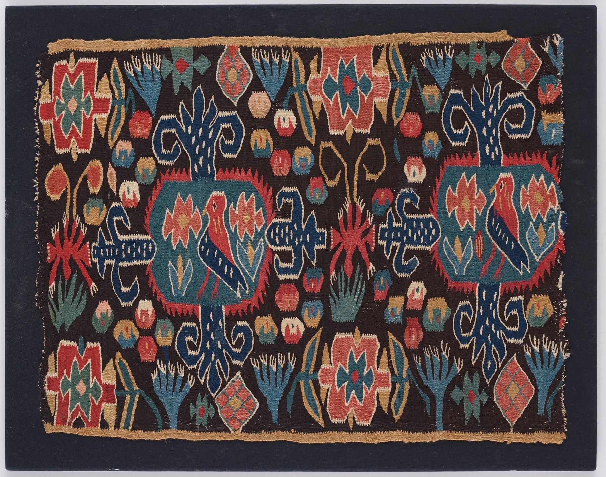 Åkdyna, "Den innelykta fågeln", flamskväv, ca 52 x 67 cm, Skåne 1700-talets sista kvartal.