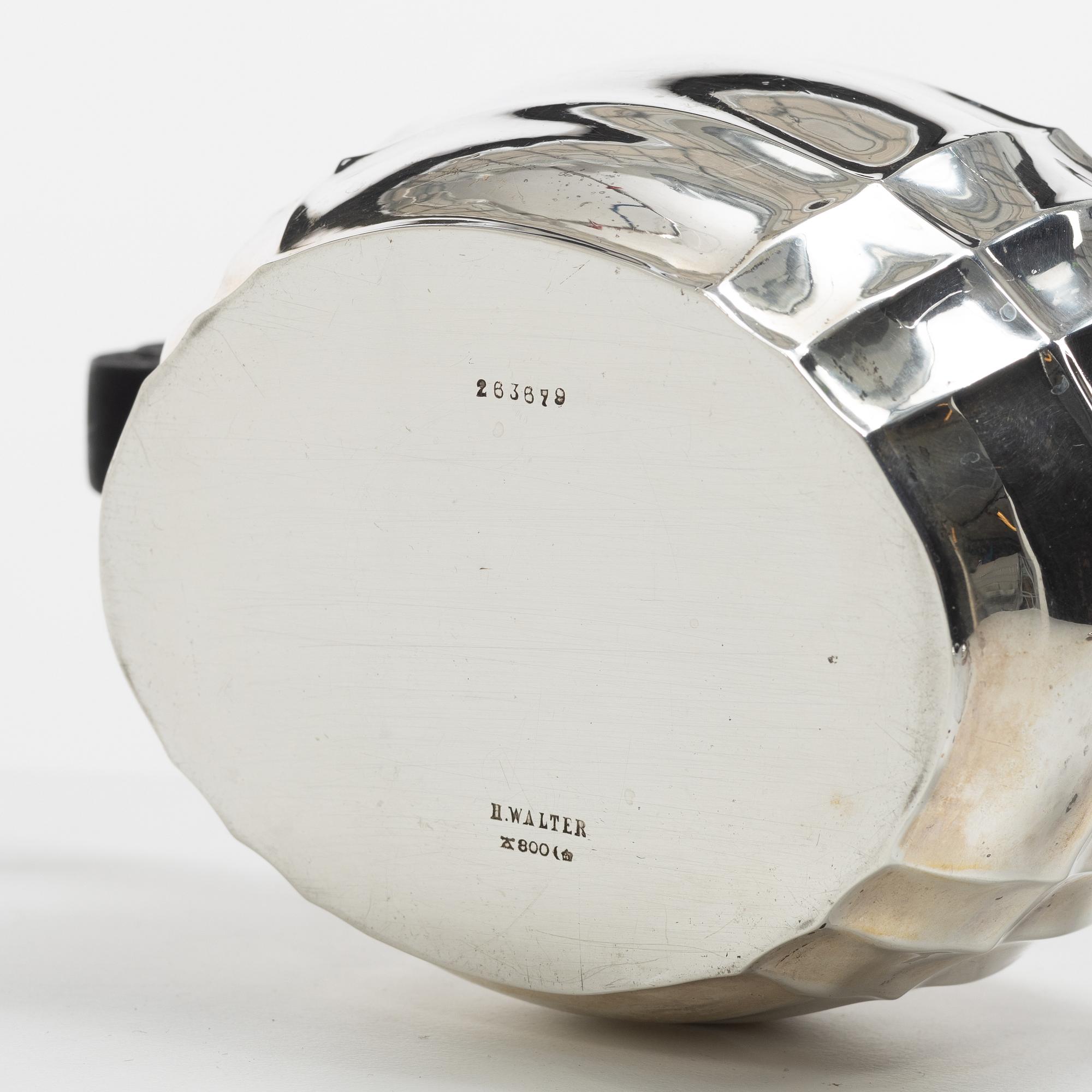 Coffee service, 5 pieces, silver, Hermann Walter, Germany, first half of the 20th century.