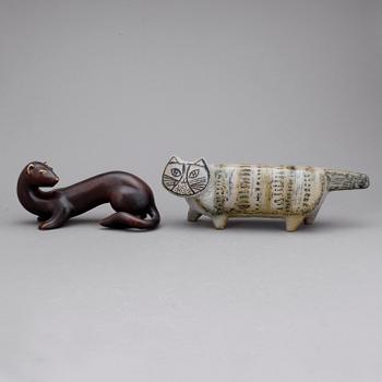 FIGURINER, 2 stycken, stengods, Lisa Larson o Gunnar Nylund, Gustavsberg o Rörstrand.