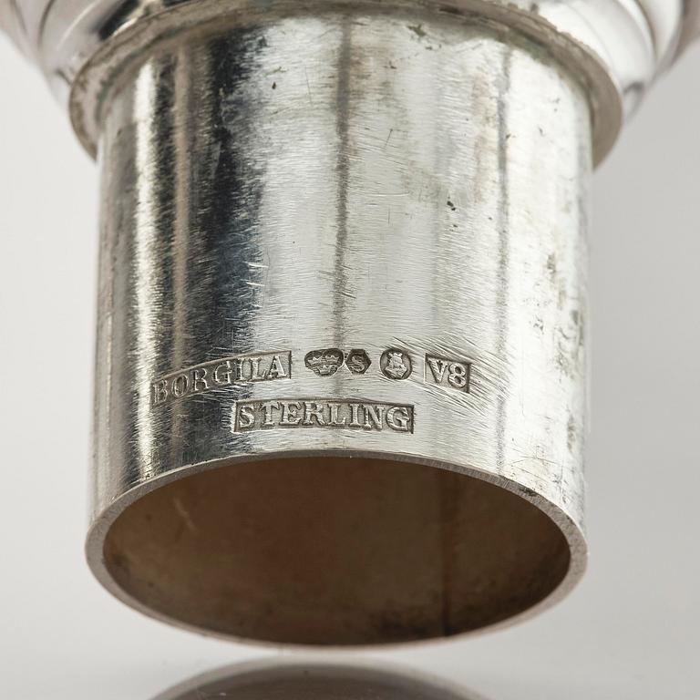 Atelier Borgila, a pair of silver candelabra, design Erik Fleming, Stockholm 1947.