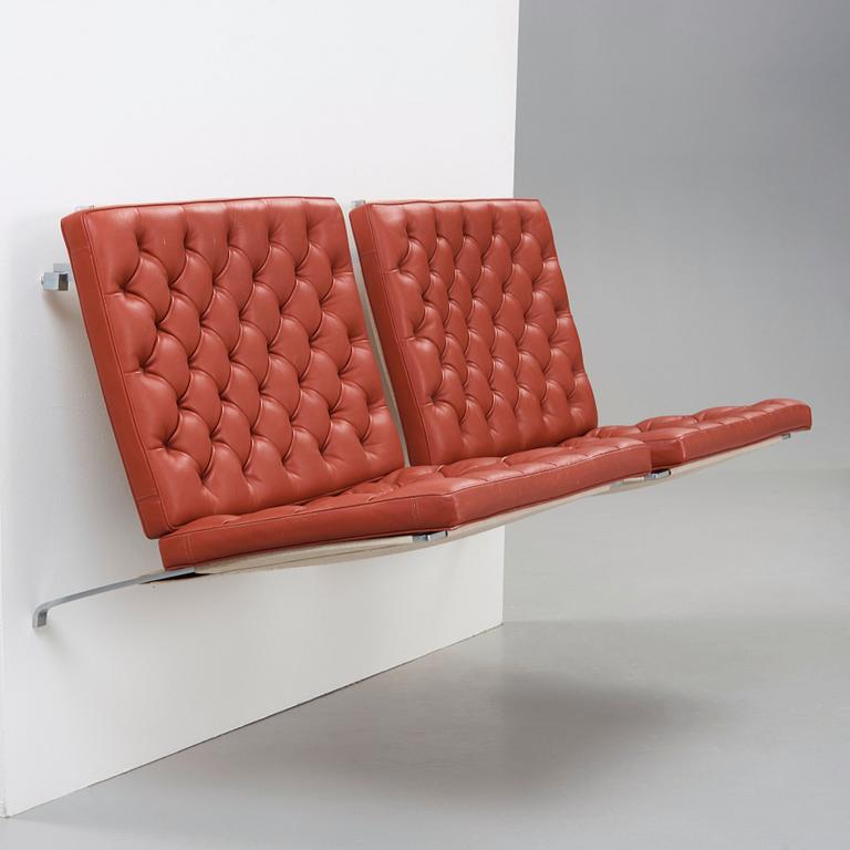 Poul Kjaerholm, A pair of "PK 26" wall mounted sofa sections, edition Fritz Hansen.