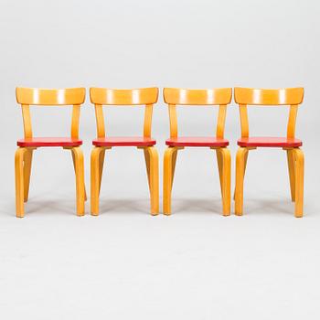 ALVAR AALTO, STOLAR, 4 st, modell 69, Artek 1960-tal.