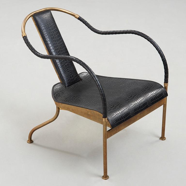 Mats Theselius, A Mats Theselius brass and leather 'El Rey' easy chair, Källemo, Sweden post 1999.