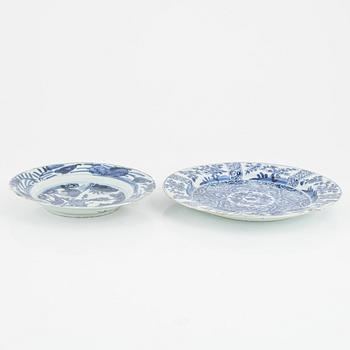 Two Chinese blue and white plates, 17th and 18th century.