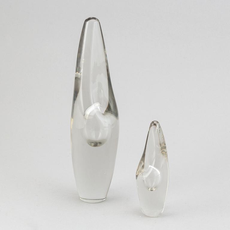 Two 'Orkidé' sculptures/vases by Timo Sarpaneva, Iittala, one dated 1957.