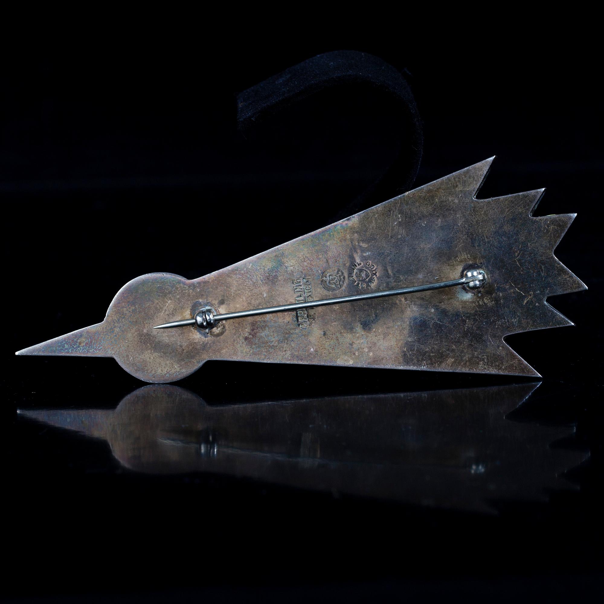 HALSSMYCKE och BROSCH, sterling silver och sten, Mexiko 1900-tal. Total vikt 138,7 g.
