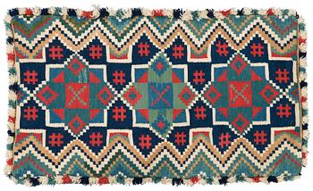 418. A CARRIAGE CUSHION. Double-interlocked tapestry. 49 x 85,5 cm. Scania, Sweden, 19th century.