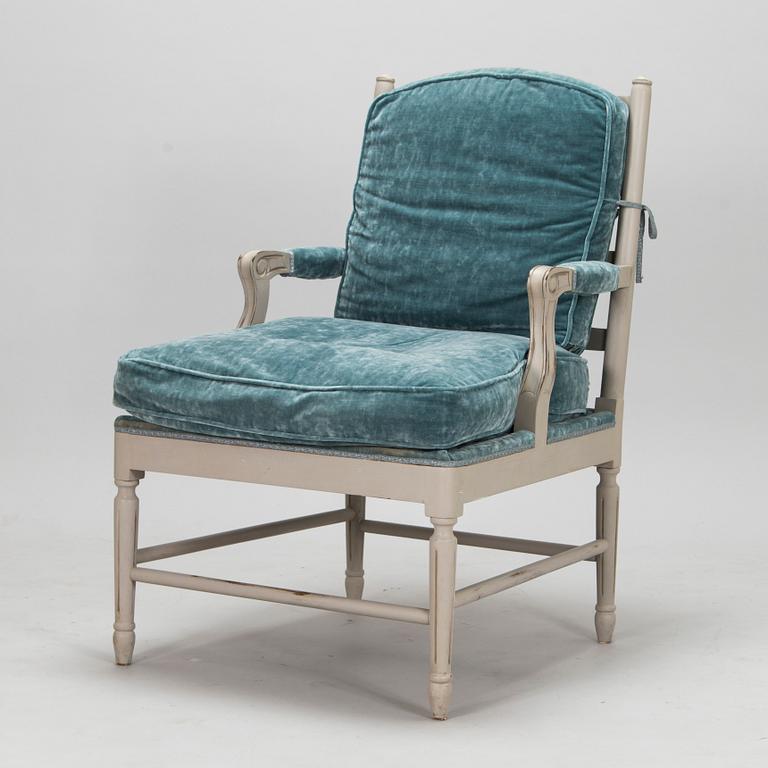 A Gustavian style armchair from the latter half of the 20th century.