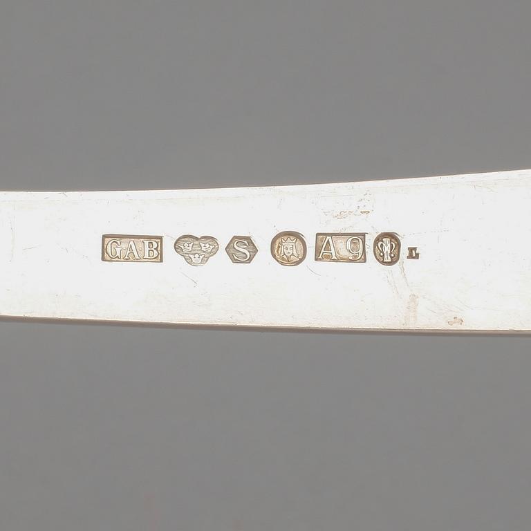 SKEDAR, 10 delar, silver, "Rosenholm", GAB, Stockholm, omkring 1960. Totalvikt ca 465 g.