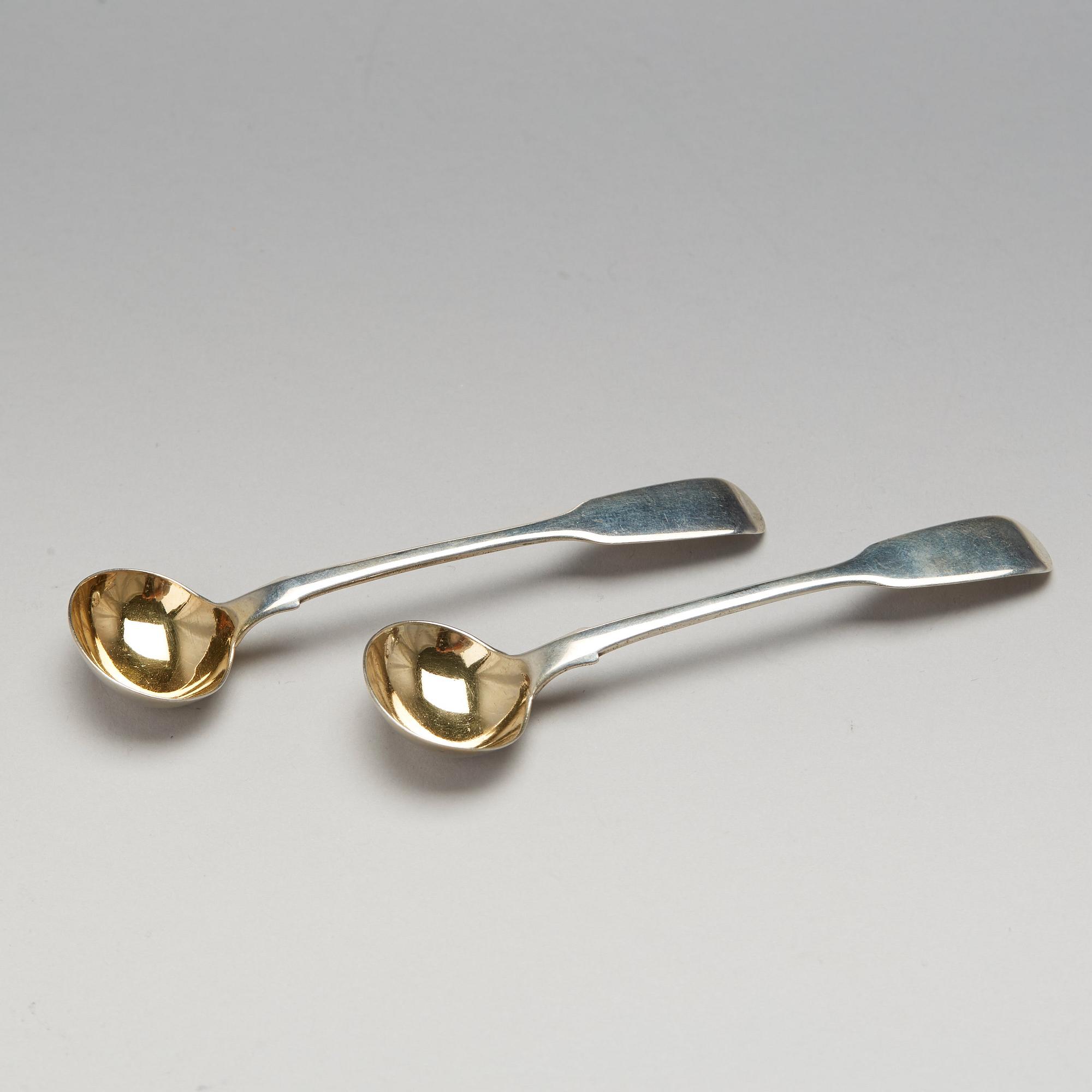 Carl Tengstedt, géleskålar, ett par, silver och glas, Göteborg 1839.